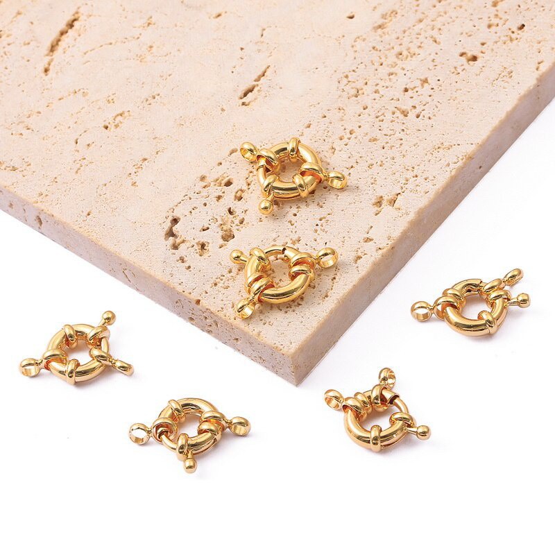 1Pc 18K Gold  Plated 11mm Copper Sailor Clasps Connectors For Bracelet Necklace Chain Diy Jewelry Making Finding