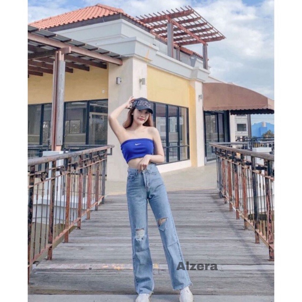 PREMIUM HIGHWAIST JEANS CULLOTE SNOWBLUE SOBEK 27-34 TERBARU/TERUPDATE 2022 BY ALZERA