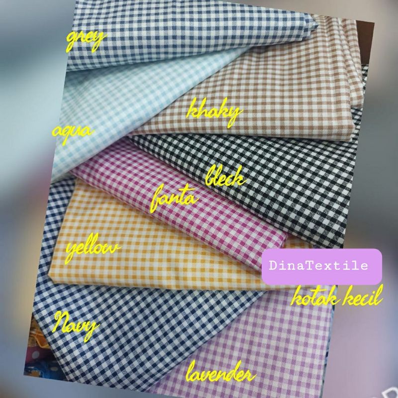 KAIN COTTON JAPAN MOTIF KOTAK KECIL  BAHAN KATUN JEPANG MOTIF KOTAK KECIL TERMURAH