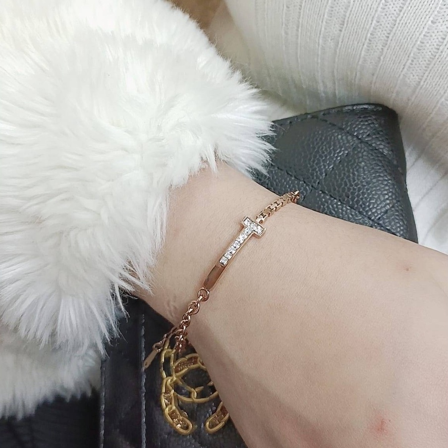 gelang rantai wanita + BOX anti karat awet mewah mirip emas asli