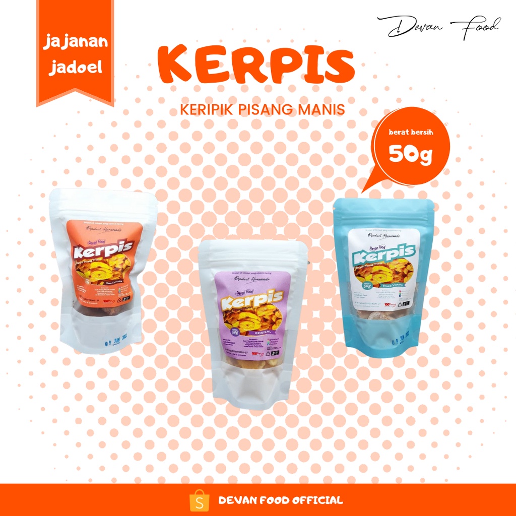 

KERPIS 50g [keripik pisang manis] price ekonomis
