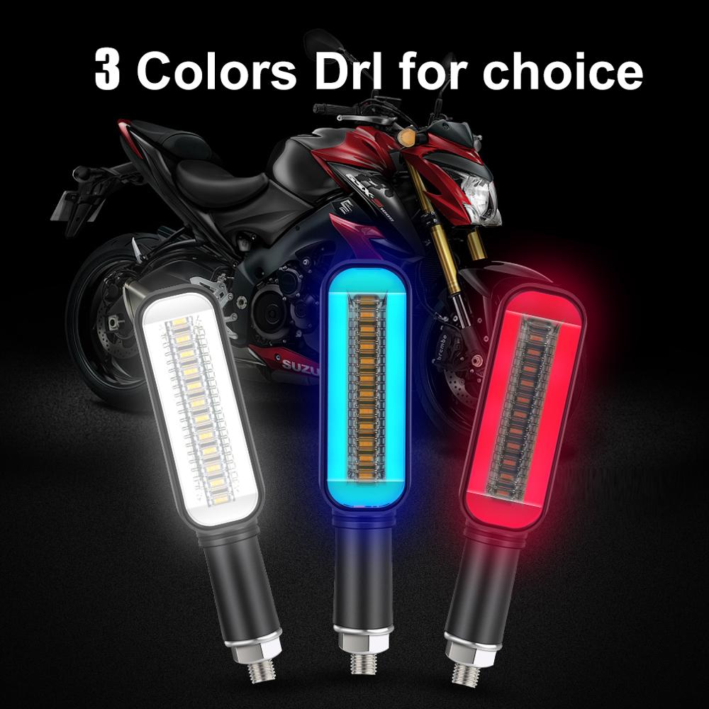 2Pc Universal LED Sepeda Motor Lampu Sein DRL Moto Flasher Indikator Blinker Mengalir Berkedip Moto Ekor Lampu Fleksibel