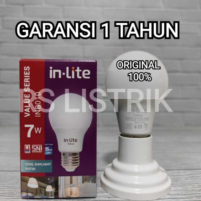 IN-LITE LAMPU LED BULB VALUE 7W 7 WATT INB010 CAHAYA PUTIH 6500K COOL DAYLIGHT