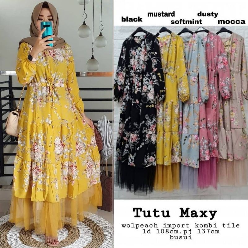 Gamis tutu maxy home dress tile fashion muslim