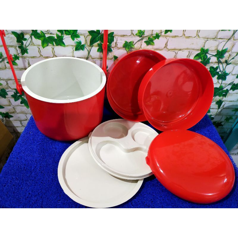 BIG PROMO RANTANG PIKNIK BESAR TAMAS JUMBO (22X35CM)/ RANTANG PLASTIK SUSUN 3 / TEMPAT MAKANAN SUSUN