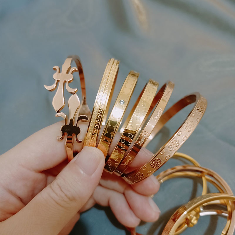 （COD)gelang bangle wanita cewek fashion baja titanium rose gold tidak luntur bagus import promo