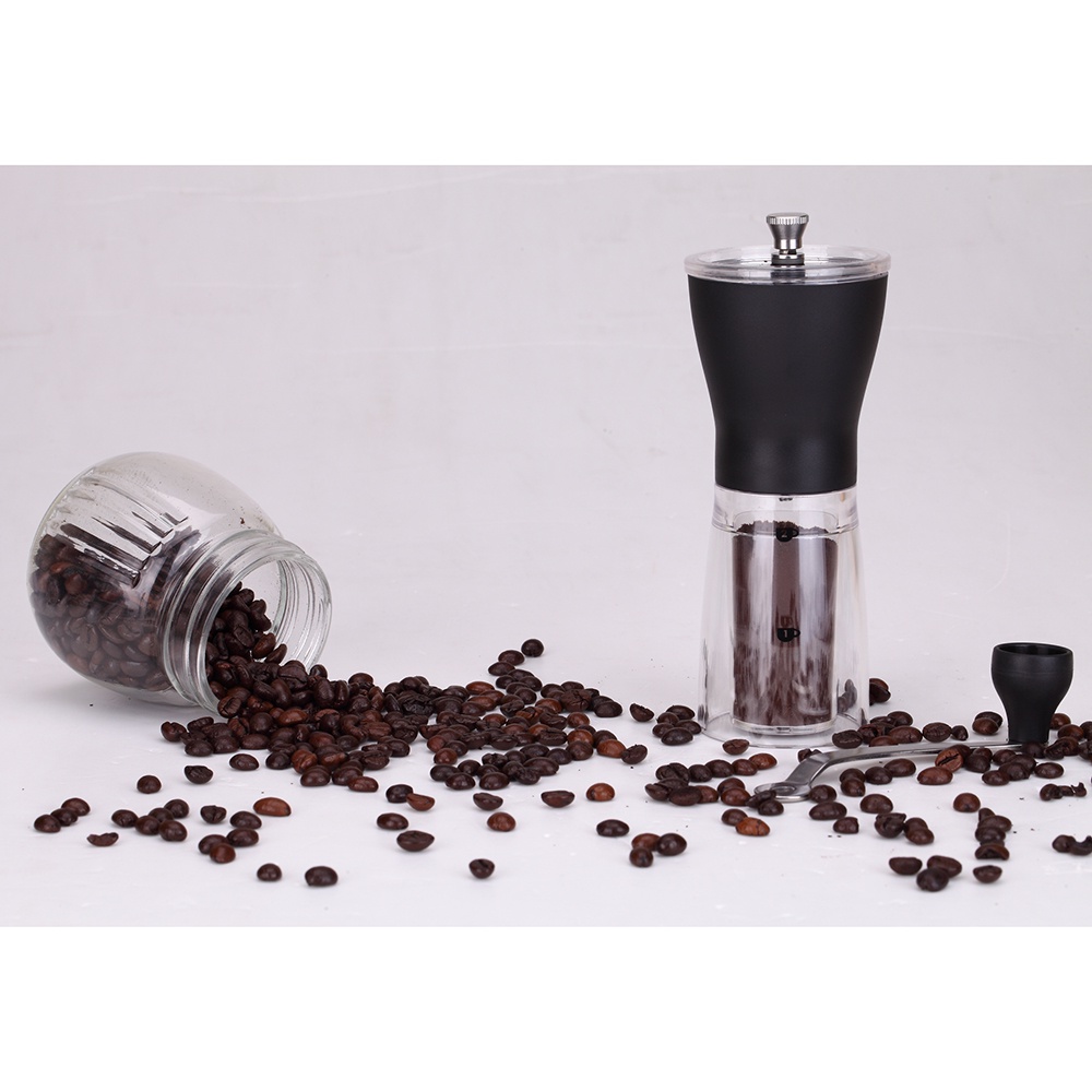 Alat Penggiling Kopi Manual Coffee Grinder Desain Transparan - Black