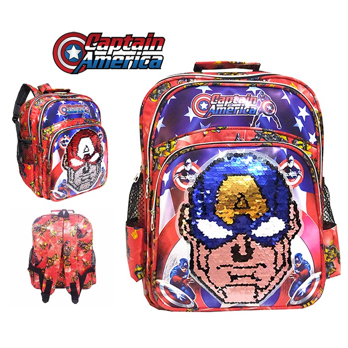 Tas Anak Ransel SEQUIN / USAP karakter CAPTAIN AMERICA Sekolah SD