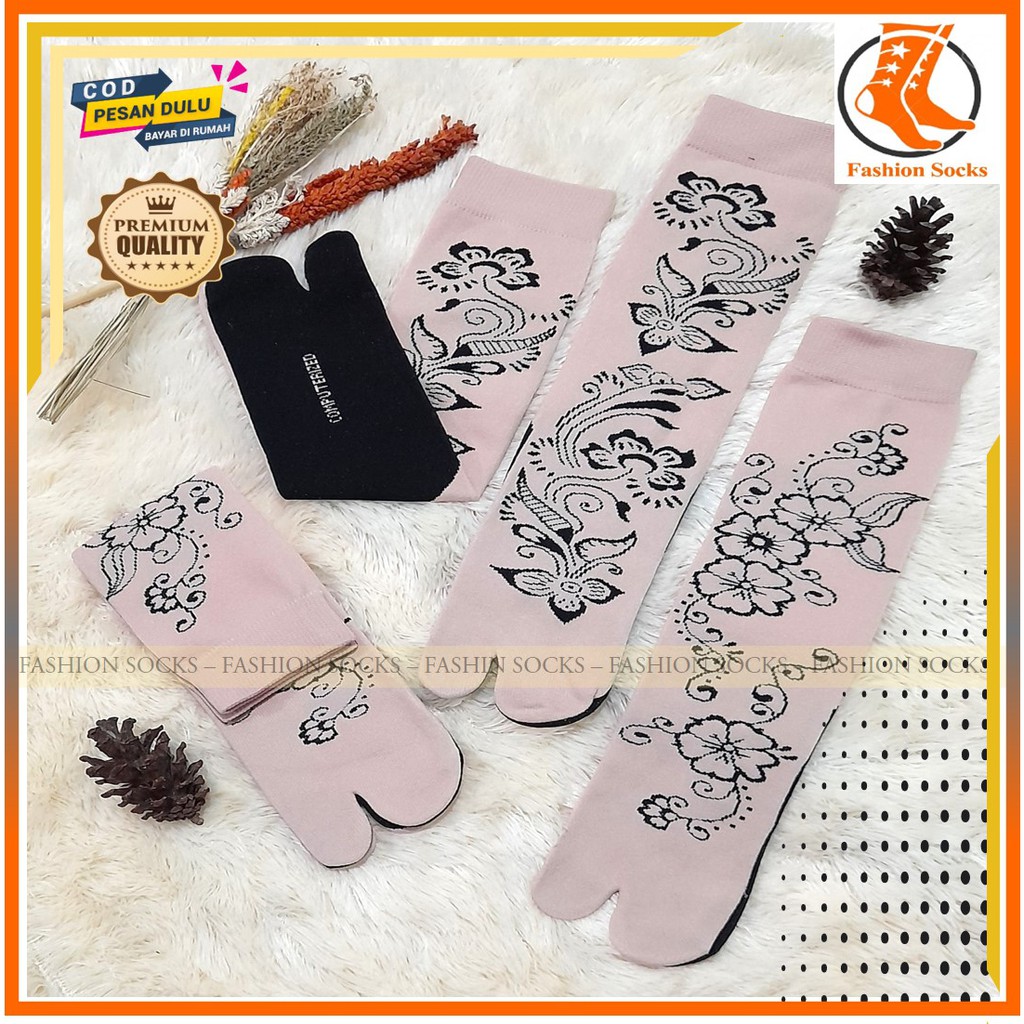 Kaos Kaus Kaki Jempol Jari Perempuan Wanita Muslimah Hijab Syari Panjang  Motif Hena Akar Warna Cokl