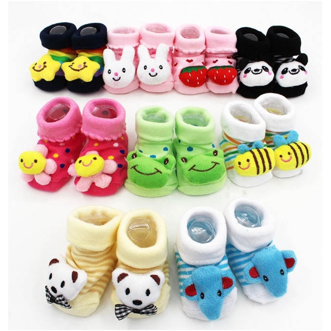 Kaos Kaki Anak Bayi Anti Slip Karakter Boneka 3D Kaos Kaki Anak Perempuan Laki Laki Motif Kartun 3D Lucu Baby Socks Kids Cut