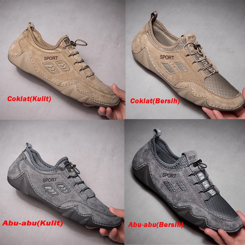 Sepatu Santai Kasual Loafer Pria Slop Sepatu Kulit Asli Pantofel Santai Casual Tali Cowok Murah Ringa