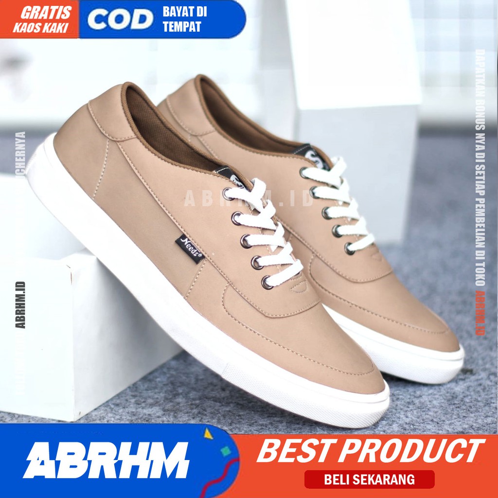 ABRHM x NED Sepatu Sneakers Casual Pria Sepatu Sneaker Cowok / Cowo Ori Sepatu Kasual Kerja Kuliah Kondangan Gaya Santai Keren Kekinian Original Murah Terlaris