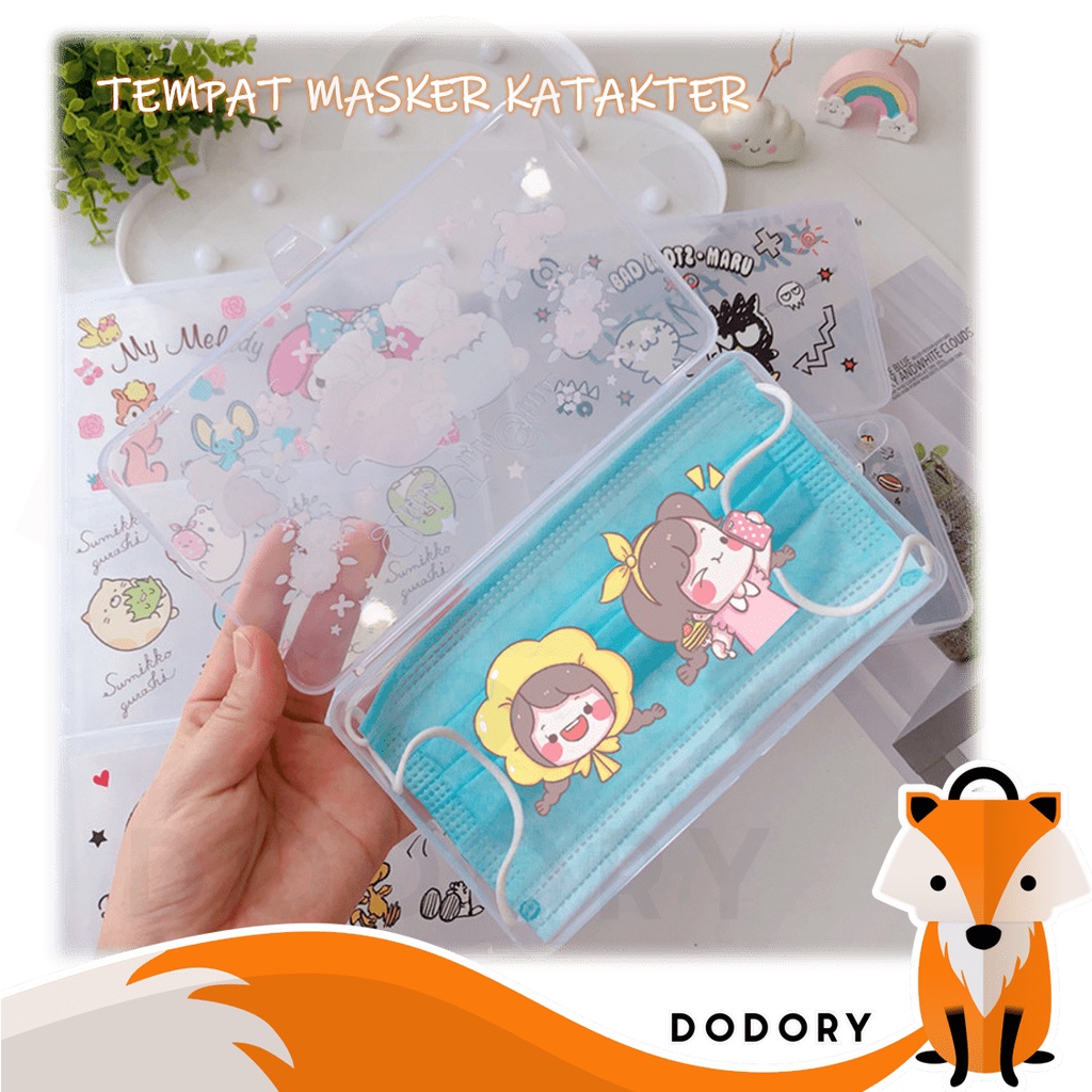 DODORY KTK003 Kotak Masker Karakter Tempat Penyimpanan Masker Transparan Case Masker