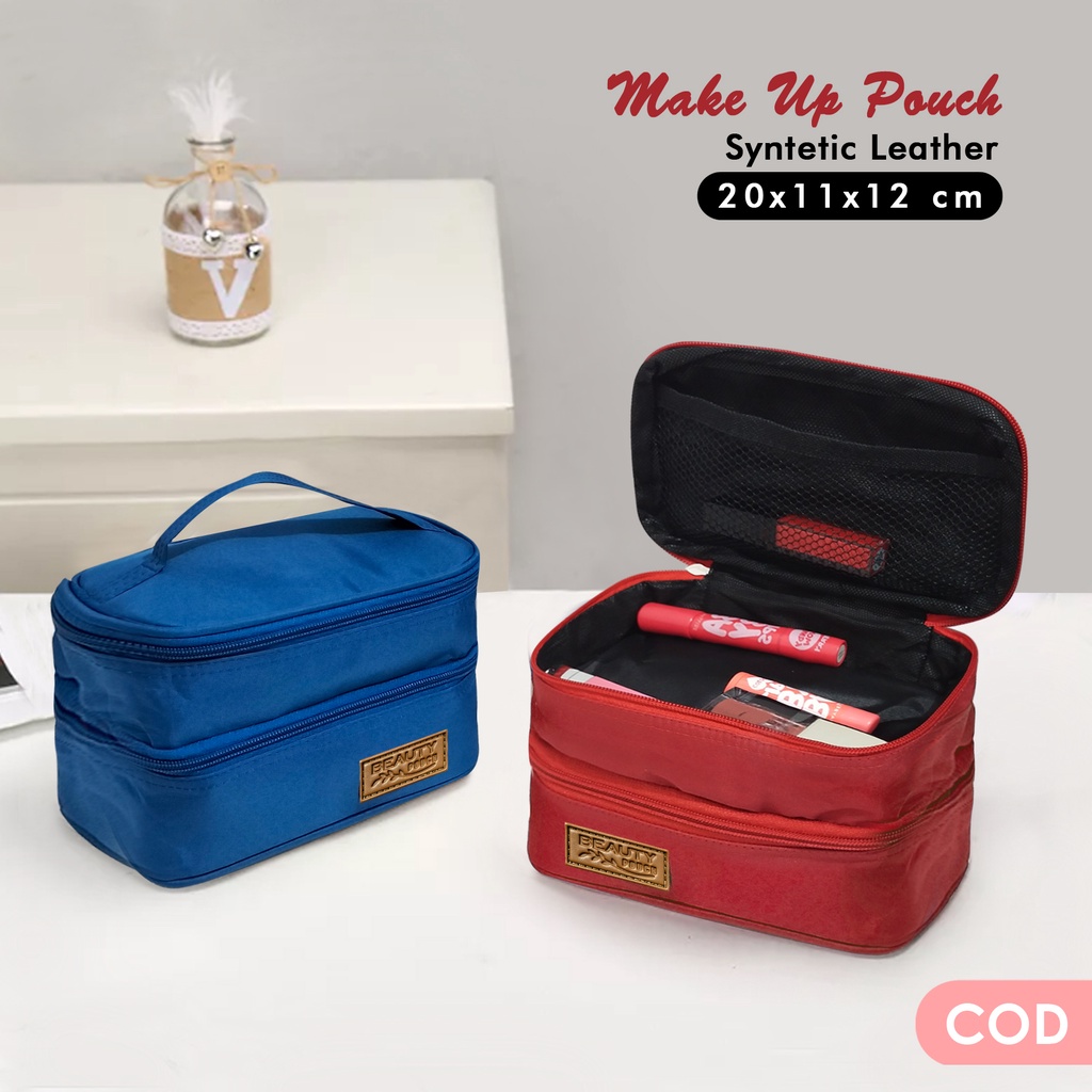 Tas make up susun mini Organizer bag susun pouch kosmetik waterproof travel tempat make up polos tas cosmetic wanita murah