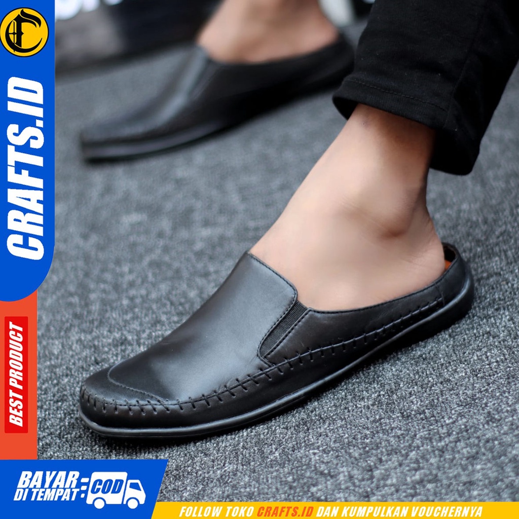 Crafts Kakaroto - Sepatu Sandal Bustong Casual Kulit Asli Pria