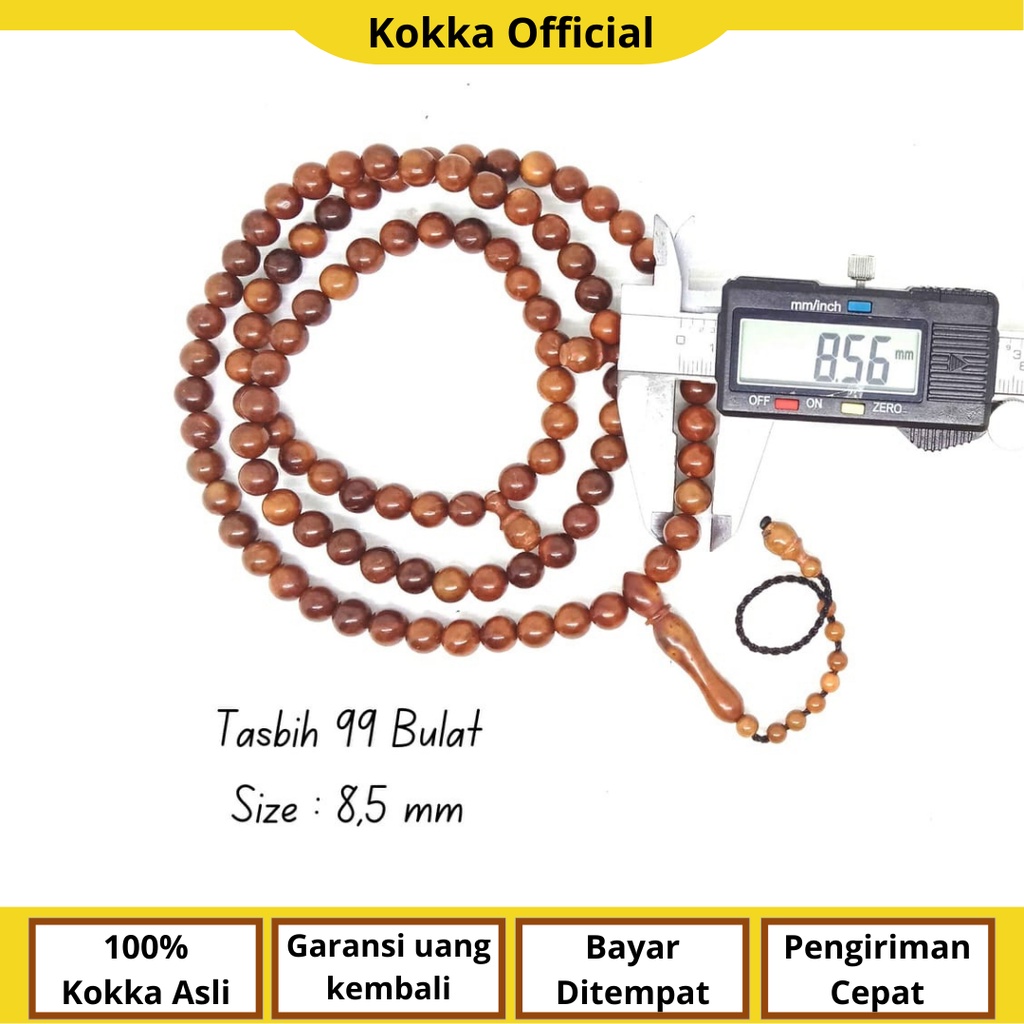 Tasbih Kaokah Kaukah Kokka Original 99 Butir Motif Bulat Tasbeh Kayu Koka Asli by Kokka Official