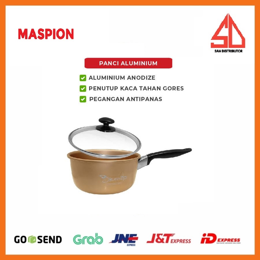 Maspion Panci Bronita Single Handle Tutup Kaca 18 Cm - Panci Aluminium