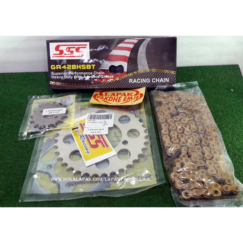 GEAR SET GEARSET SSS RX KING 428 15 36 RANTE HSBT GOLD SSS ORIGINAL UKURAN LAIN SILAHKAN I