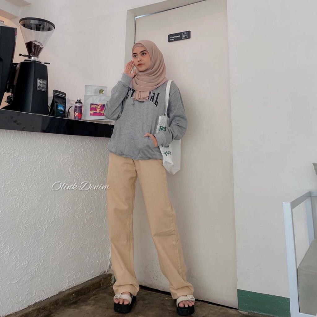 Celana Kulot Jeans Wanita Highwaist panjang kekinian