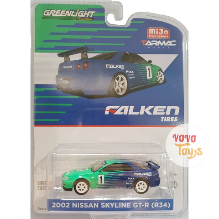 Greenlight x Tarmac Mijo 2002 Nissan Skyline GT-R (R34) Falken