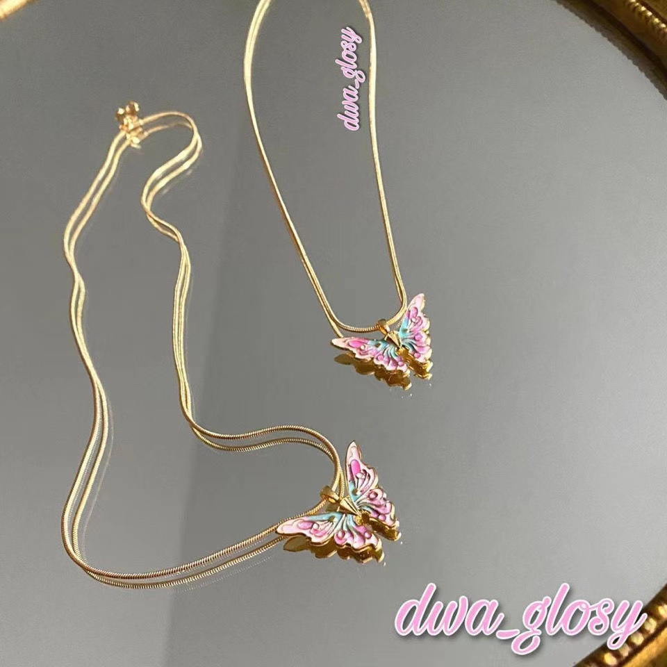 Kalung Liontin Butterfly Lapis Emas 18K Untuk Wanita