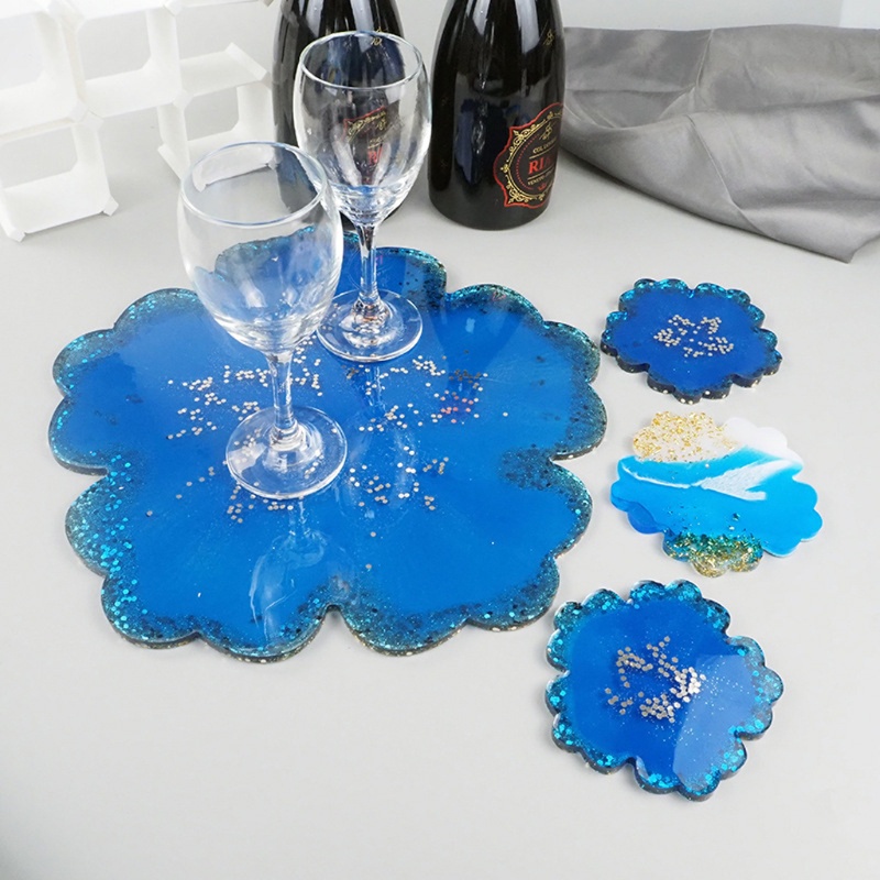 SIY  5Pcs Large Silicone Flower Coaster Resin Casting Molds Kit Epoxy Resin Art Craft