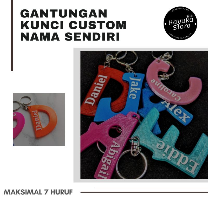 GANTUNGAN KUNCI CUSTOM NAMA SENDIRI/GANTUNGAN CUSTOM/GANTUNGAN NAMA/HURUF/ANGKA