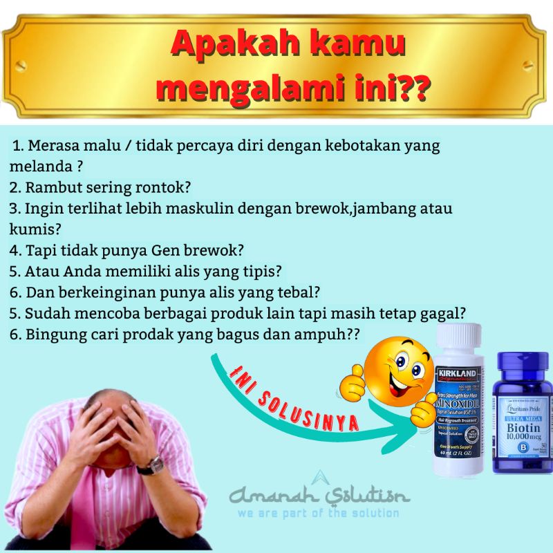 [PAKET HEMAT] KIRKLAND MINOXIDIL &amp; BIOTIN 10.000 mcg | OBAT PENUMBUH RAMBUT BOTAK | OBAT PENUMBUH BREWOK AMPUH