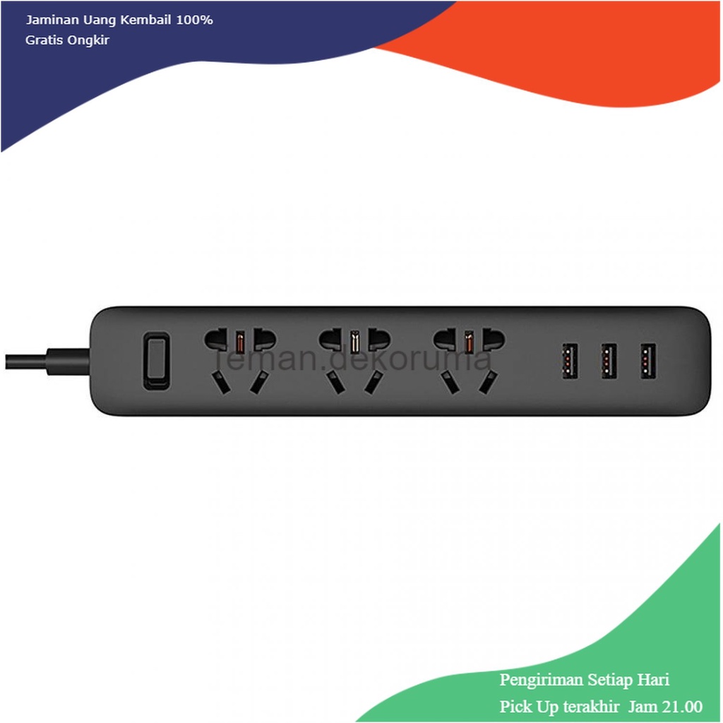 TD - SKT Xiaomi Mi Power Strip 3 Plug dengan 3 USB Port 2A XMCXB01QM (ORIGINAL)