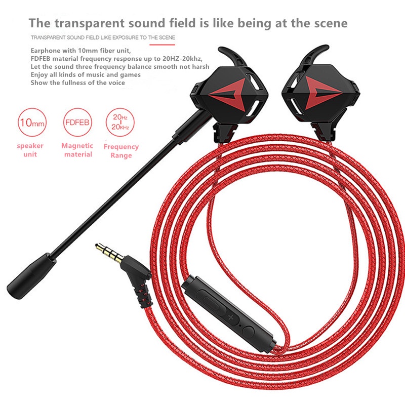 ⚡YZ E-sports headset gaming full bass buat hp Gaming Earphone PUBG Hape G5 dengan Microphone 3.5mm Earphone Gaming Kabel HiFi Stereo bisa COD Free Case