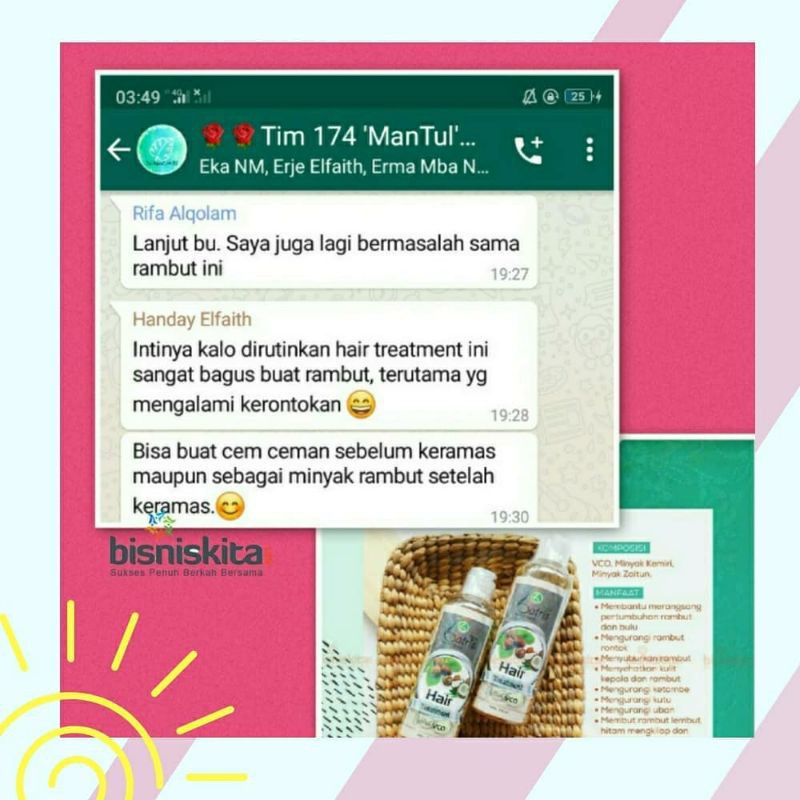 HAIR TREATMENT BATRISYIA/ MINYAK PENEBAL PENGHITAM RAMBUT/ MENGATASI UBAN KETOMBE RAMBUT RONTOK