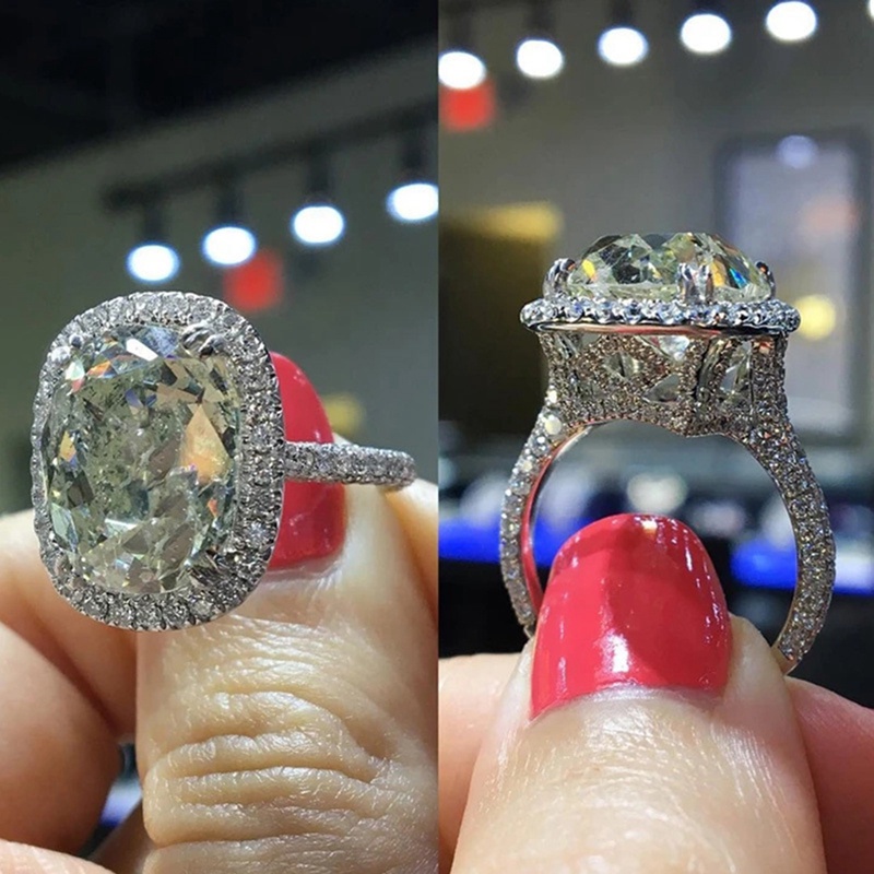 Cincin Wanita Bentuk Geometri Hias Kristal Cubic Zirconia Untuk Pernikahan / Pertunangan