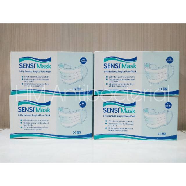 Ori Masker Sensi 3 Ply Earloop 1 kotak 50pcs  Sugical Face Mask [ Sensi Mask] Mencegah Virus