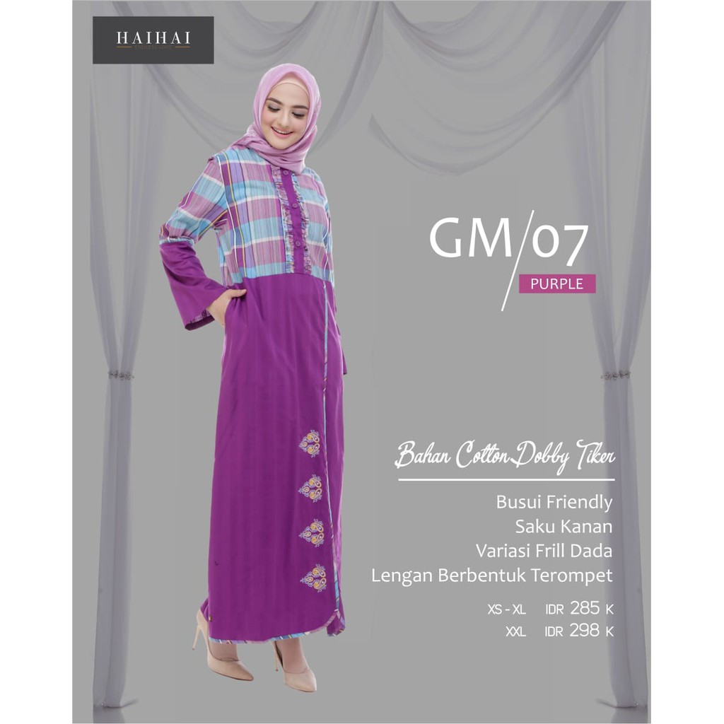 Haihai Gamis GM 07 Purple Katun Dobby
