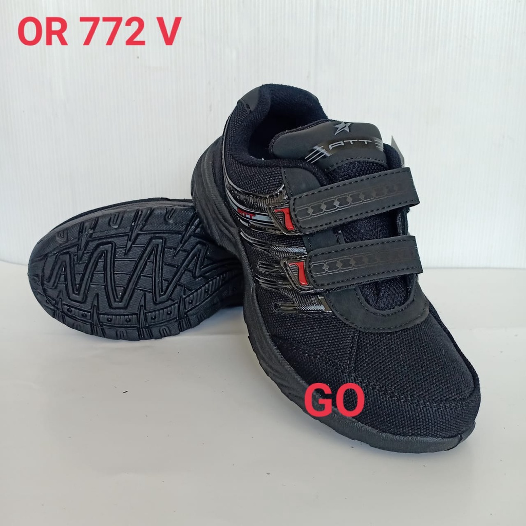 gof PRO ATT OR 772 VELCRO - sepatu anak sekolah hitam polos