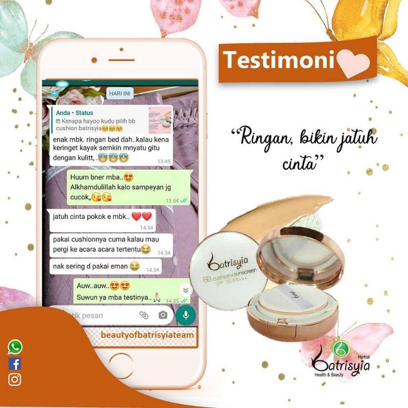 ( Bisa COD ) BB cushion + sunscreen batrisyia herbal SPF 35+