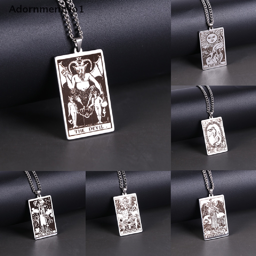 (AdornmentNo1) Kalung Rantai Dengan Liontin Kartu Tarot Wicca Major Arcana Pagan Untuk Wanita