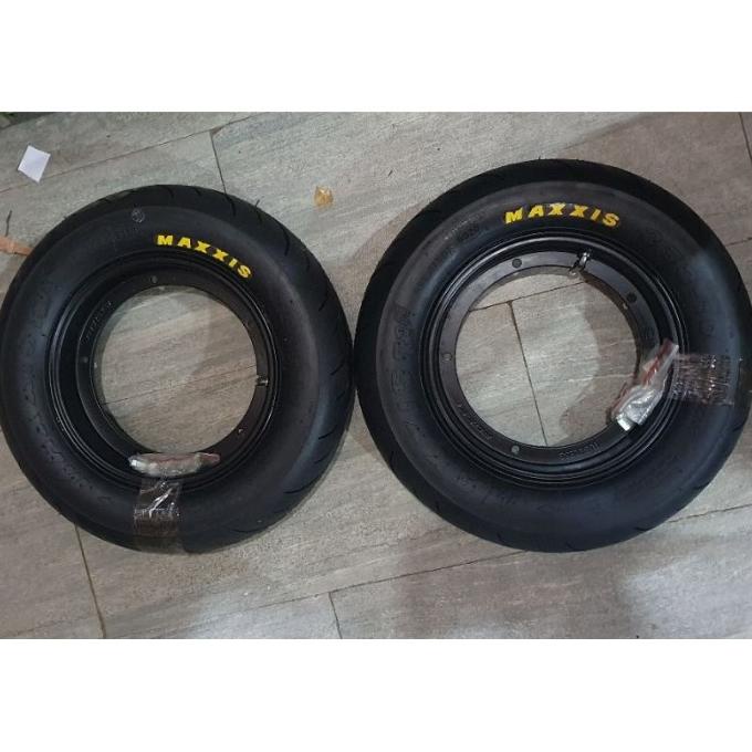 Paket Velg Vrossi Ring 10 X Maxxis 3.50 - 10 Vespa Classic Tubeless Or