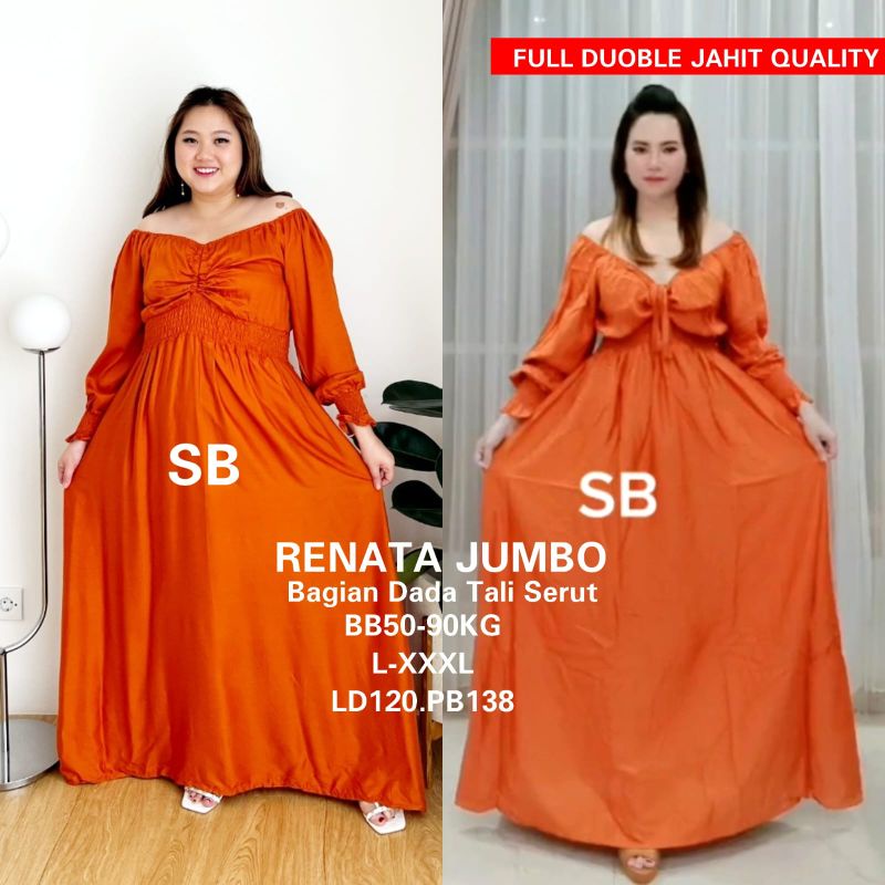 dress Renata dress serut panjang long dress jumbo