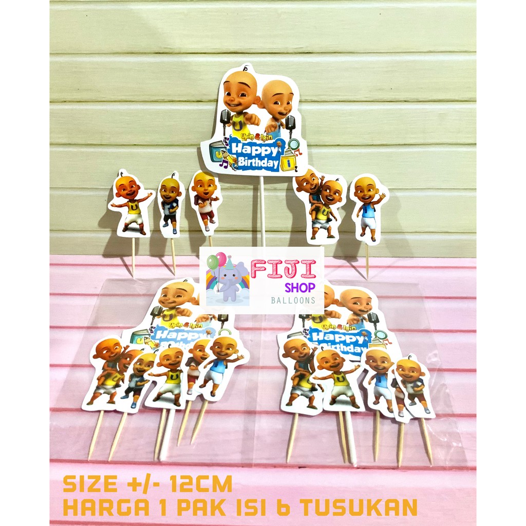 Cake Topper Upin Ipin Set / Hiasan Kue Ultah / Topper Cake Karakter