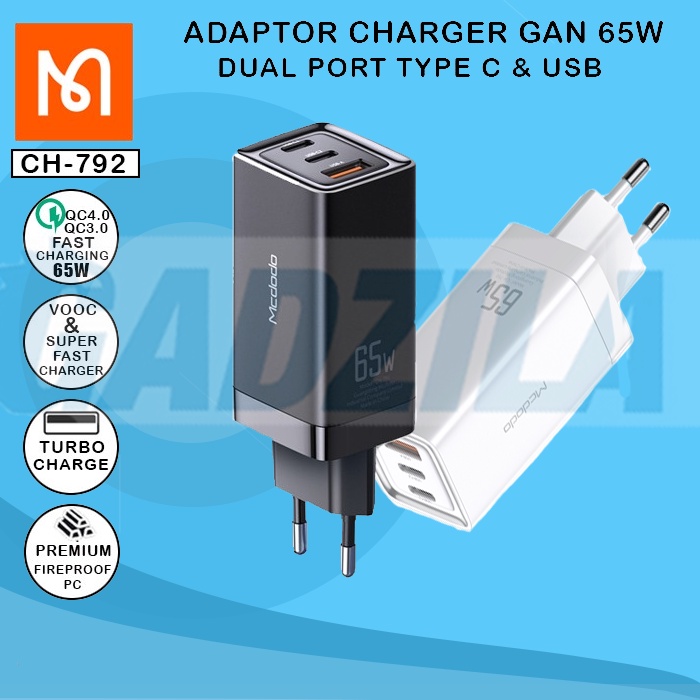 MCDODO CH-7921 ADAPTOR CHARGER GAN 65W PPS FAST CHARGING PD 3.0