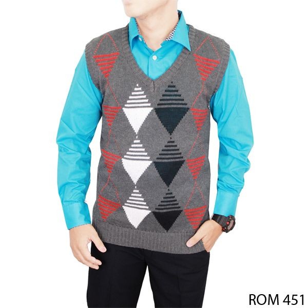 Baju Rompi Pria Rajut Abu – ROM 451