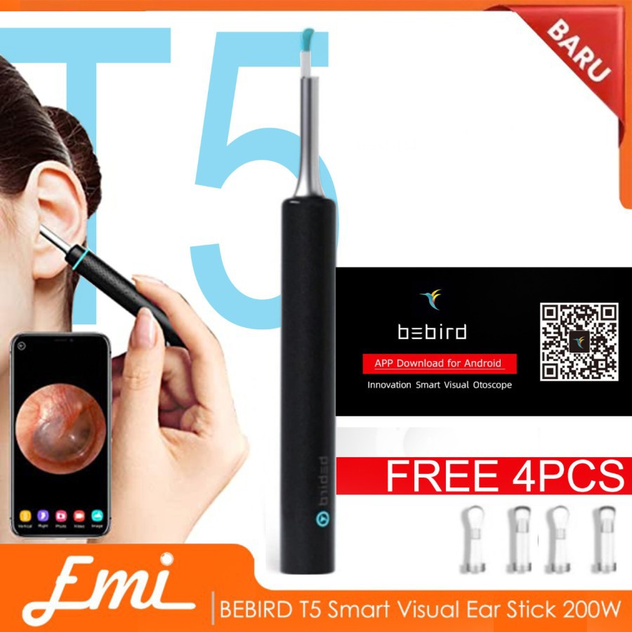 BEBIRD T5 Smart Visual Ear Stick 200W Korek Kuping Pembersih Telinga - Hitam