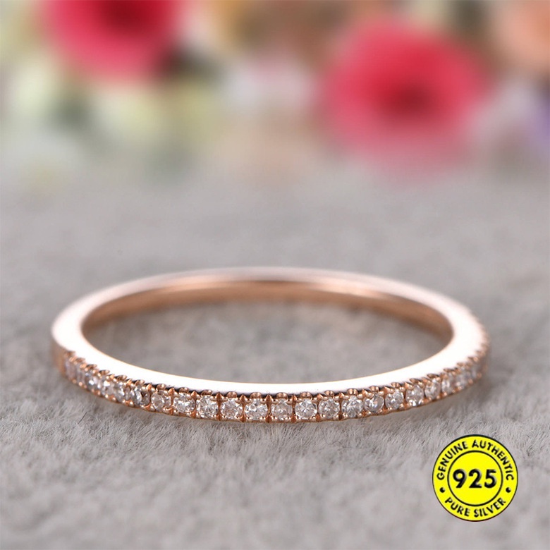 Cincin Bahan S925 Silver 18k Warna Rose Gold Untuk Wanita