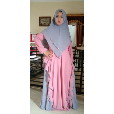 gamis syar'i set hijab/gamis ceruty/gamis busui/ceruty babydoll