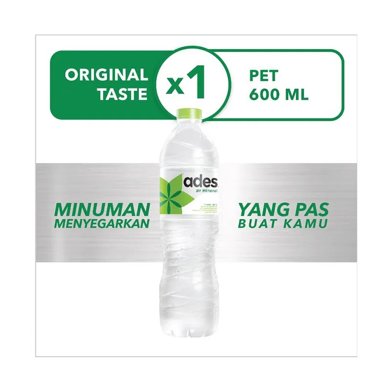 

ADES Air Mineral Kemasan Ekonomis 600 ml [1 Dus x 24 Pcs]