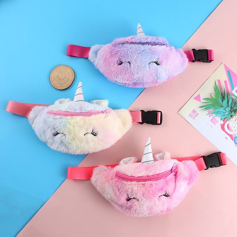 tas pinggang anak/waist bag/tas selempang unicorn kuda pony bulu import UK 26,5cm x 12,5cm TK SD