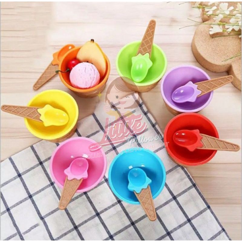 ICE CREAM BOWL - Mangkok Es Krim Anak - Mangkok plus sendok masker