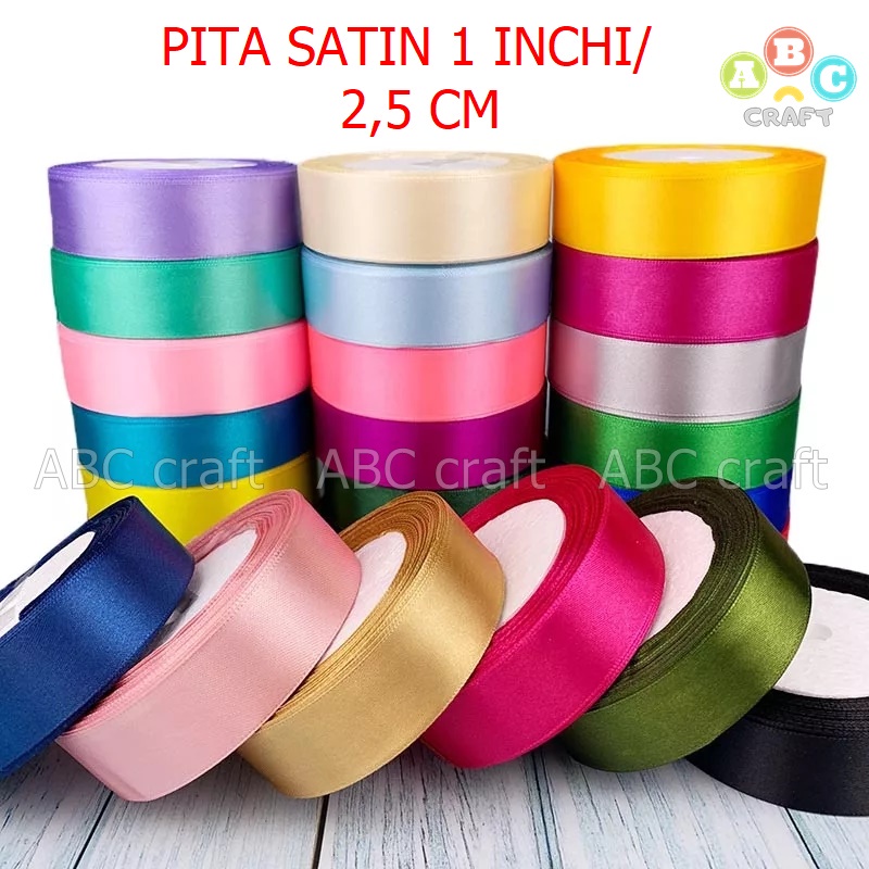 Jual Pita Satin 25 Cm Roll Pita Satin 1 Icnh Per Roll Pita Hampers Pita Buket Bunga Shopee