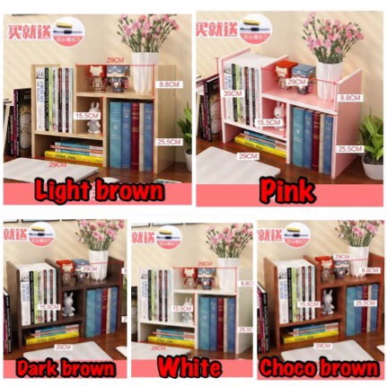 [RESTOCK] Rak buku rak meja desk organizer serbaguna multifungsi - Pink